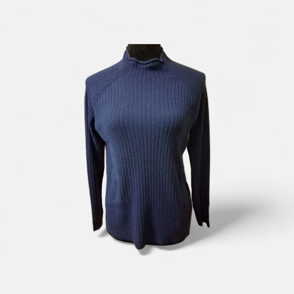 Eileen Fisher Small Blue Cable Knit Sweater Organic Cotton Sustainable - Picture 1 of 8